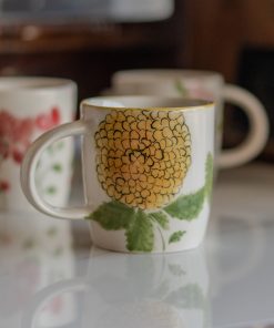 Floral Coffee Mug - Flower Tea Cup Set, Handmade Ceramic Mug, Floral Home Decor