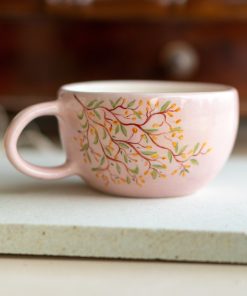 Floral Coffee Cup - Handmade Ceramic Mug, Pottery Mug, Tree Decorated Mug