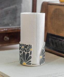 Paper Towel Holder, Floral Ceramic Hand Towel Holder, Towel Rack, Rustic Kitchen Decor