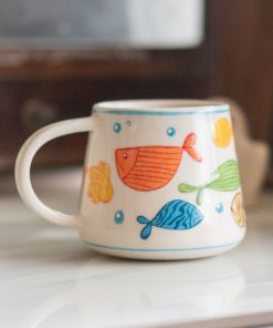 Fish Mug - Cute Handmade Mug, Pottery Coffee Mug, Sea Decorated Mug