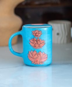 Lotus Flower Mug - Ceramic Coffee Mug, Handmade Floral Mug