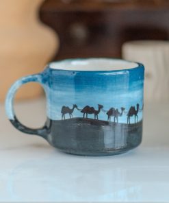 Night in the Desert - Camel Caravan, Handmade Ceramic Mug, Pottery Mug, Arabic Night