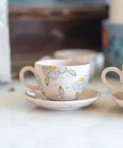 Espresso Cup - Floral Coffee Cup, Handmade Coffee Cup, Pottery Cup, Espresso Cup Set