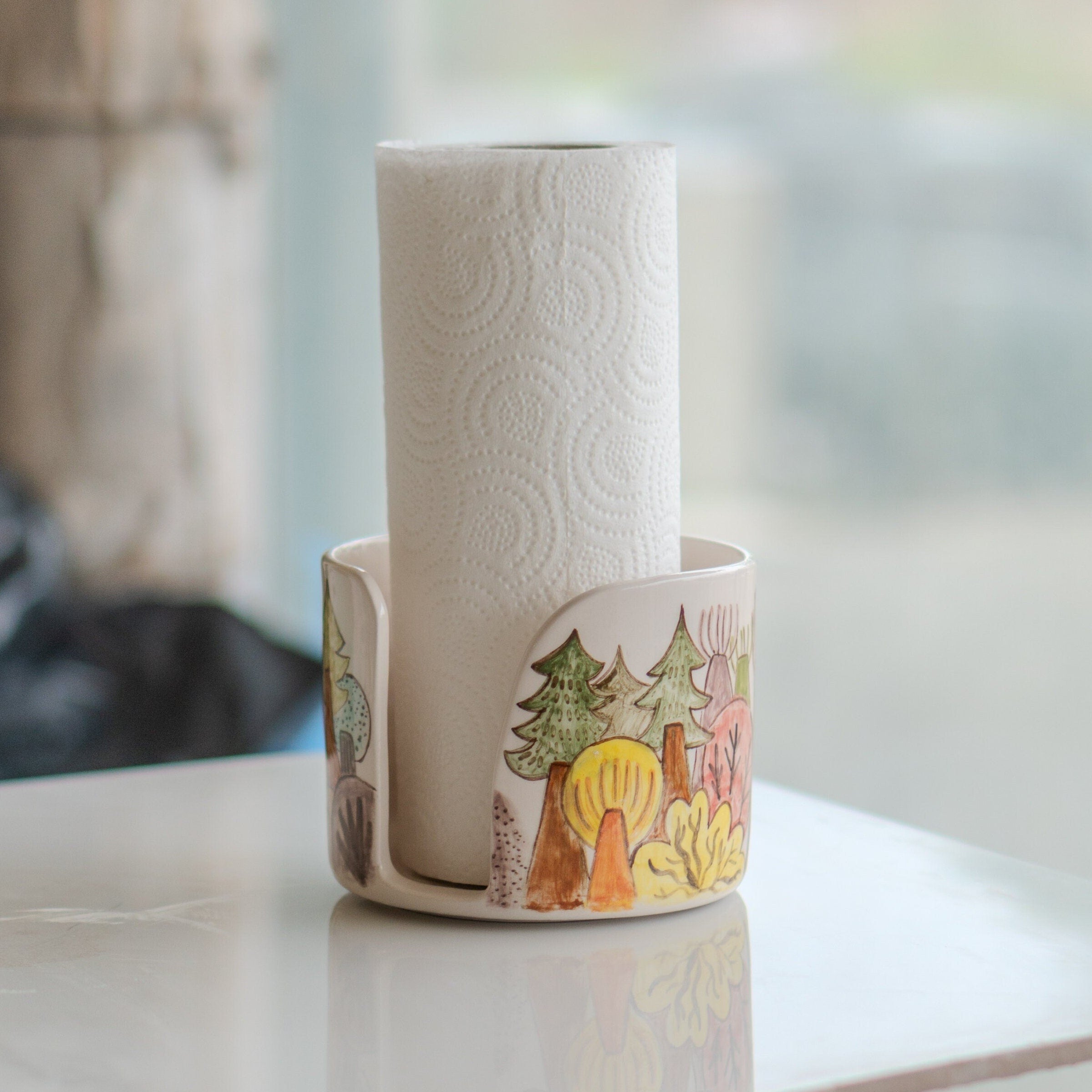 Paper Towel Holder - Towel Rack, Handmade Kitchen Decor, Paper Roll Holder, Forest Theme Home Decor, Bathroom Decor - 5,6,7, 8 diameter