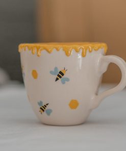 Pottery Mug - Honey and Bee Ceramic Mug, Handmade Coffee Mug, Unique Mug, Nature Lover Gift