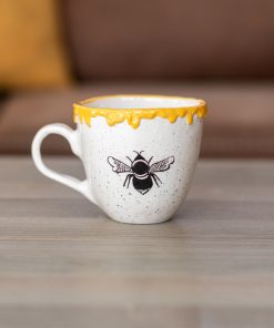 Pottery Mug - Honey and Bee, Ceramic Coffee Mug, Beehive Mug, Handmade Coffee Mug