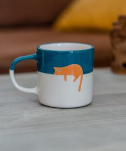 Cat Mug - Lazy Orange Tabby Cat Ceramic Cup, Funny and Lazy Cat, Cat Lover Gift