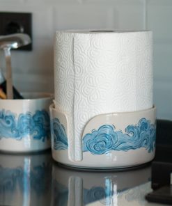 Ceramic Paper Towel Holder - Coastal Kitchen Decor, Paper Roll Holder, Utensil Holder Countertop