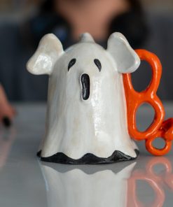 Halloween Ghost and Coffee Mug, Ceramic Ghost Mug, Funny Halloween Mug