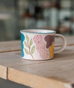Pottery Mug Abstract Floral Coffee Mug