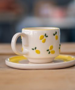Espresso Cup Saucer- Lemon Dream, Pottery Mug, Handmade Ceramic Cup
