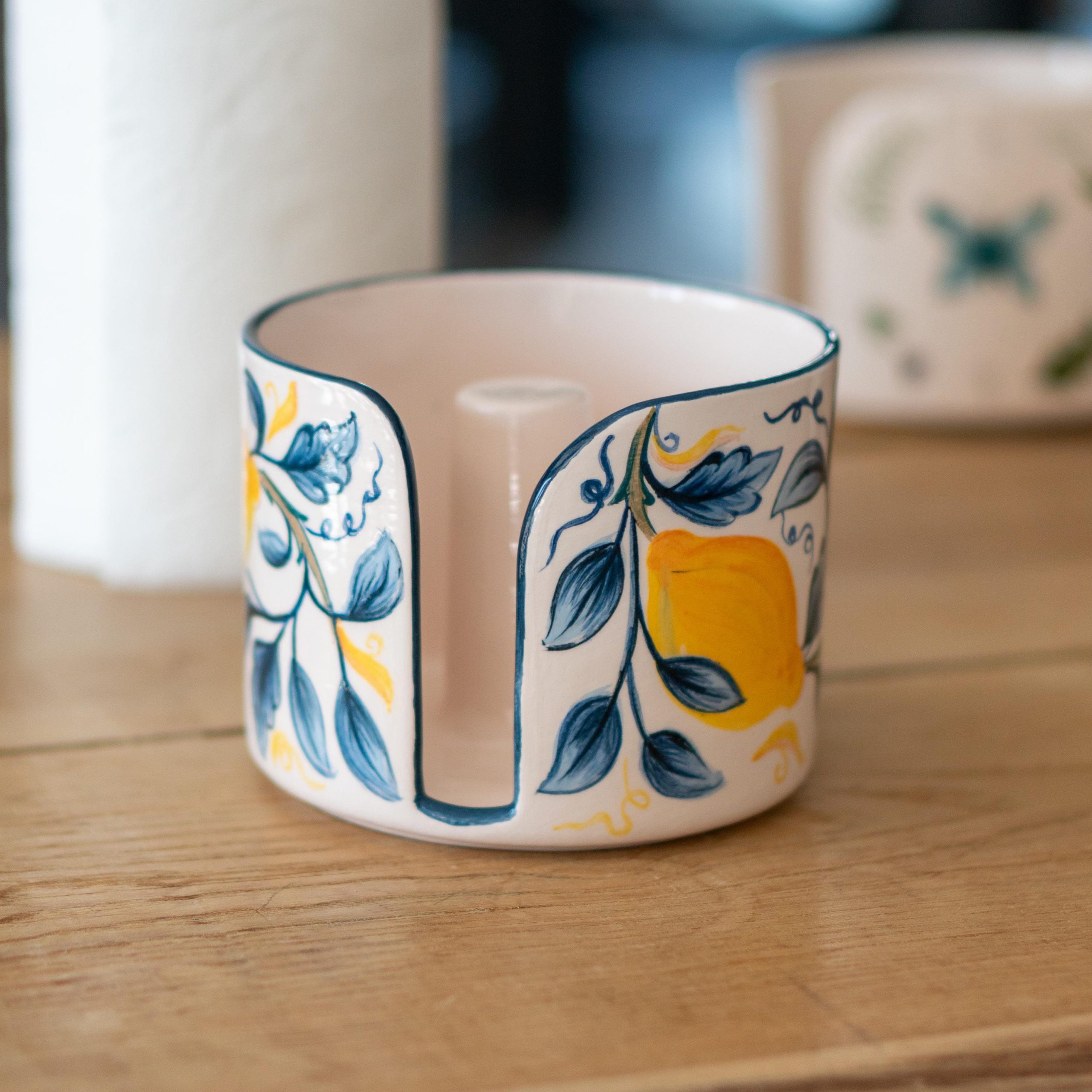 Toilet Paper Holder - Lemon Tree Decor, Toilet Roll Holder, Handmade Ceramic Toilet Paper Stand