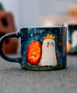 Halloween Ghost Mug - Pumpkin Mug, Ceramic Coffee Cup, Fun Spooky Decor, Unique Fall Gift