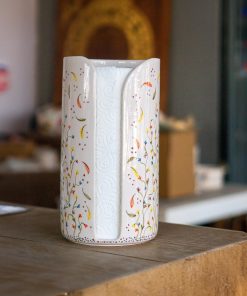 Ceramic Paper Towel Holder - Floral Kitchen Decor, Paper Roll Holder