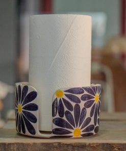 Handmade Floral Ceramic Paper Towel Holder: Kitchen Decor