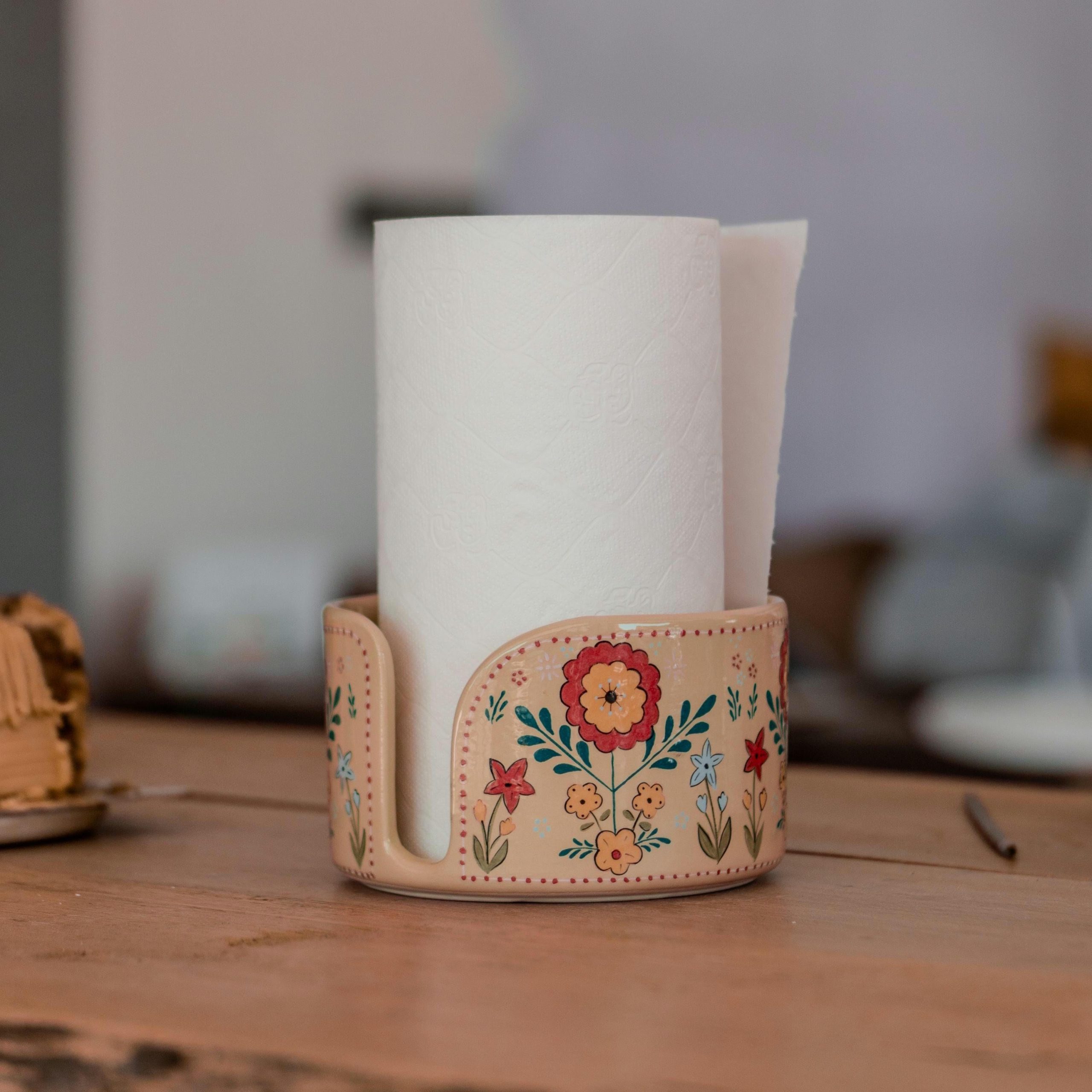 Paper Towel Holder Countertop, Fall Theme Kitchen Decor, Ceramic Paper Roll Holder, Toilet Paper Holder