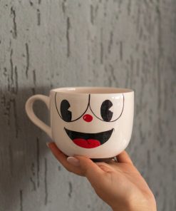 Funny Coffee Mug ﾨC Handmade Cartoon Face Ceramic Cup, Cute Mug Gift for Her or Him