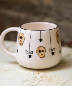 Skull Mug - Skeleton Mug, Funny Halloween Mug, Hazard Warning Mug, Pottery Mug