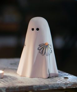 Floral Ghost Incense Holder: Handmade Ceramic Halloween Decor
